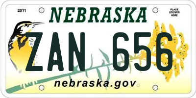 NE license plate ZAN656