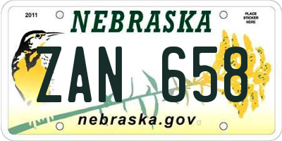 NE license plate ZAN658
