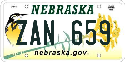 NE license plate ZAN659