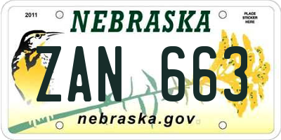 NE license plate ZAN663