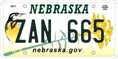 NE license plate ZAN665
