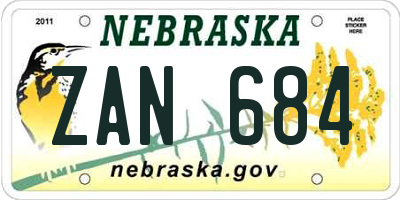 NE license plate ZAN684