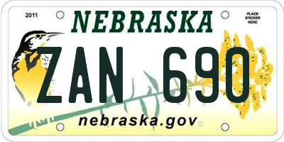 NE license plate ZAN690