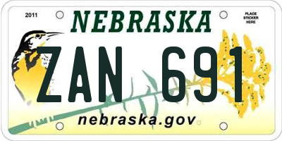 NE license plate ZAN691