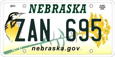 NE license plate ZAN695