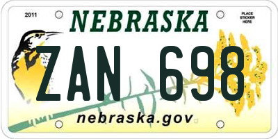 NE license plate ZAN698