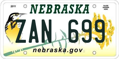 NE license plate ZAN699