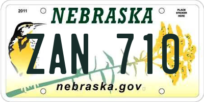 NE license plate ZAN710