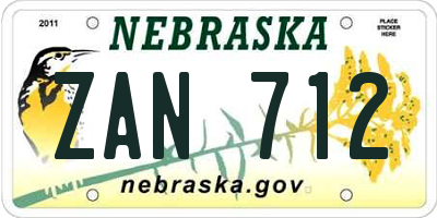 NE license plate ZAN712