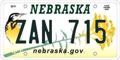 NE license plate ZAN715
