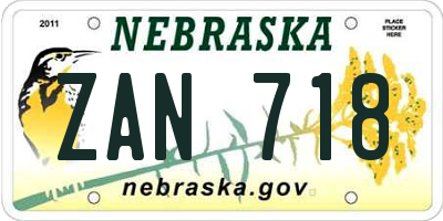 NE license plate ZAN718