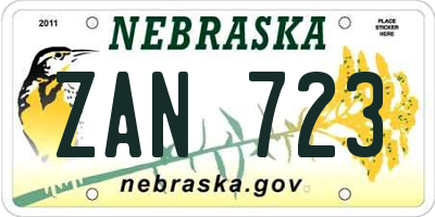 NE license plate ZAN723