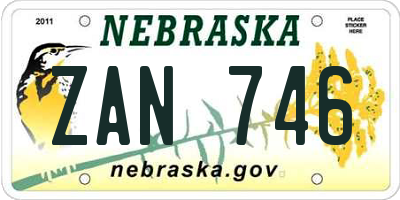 NE license plate ZAN746