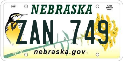 NE license plate ZAN749