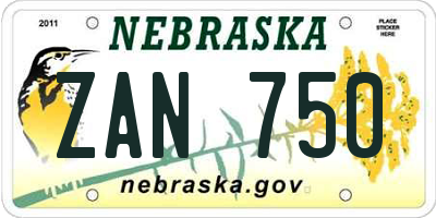NE license plate ZAN750
