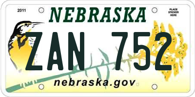 NE license plate ZAN752