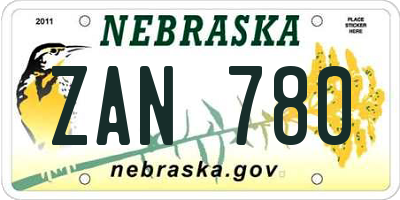 NE license plate ZAN780