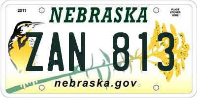 NE license plate ZAN813