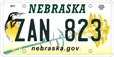 NE license plate ZAN823