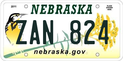 NE license plate ZAN824