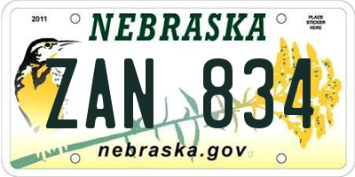 NE license plate ZAN834