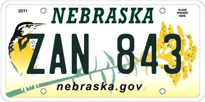 NE license plate ZAN843