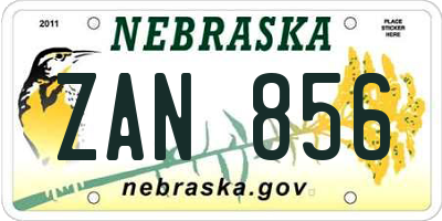 NE license plate ZAN856