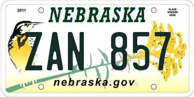 NE license plate ZAN857