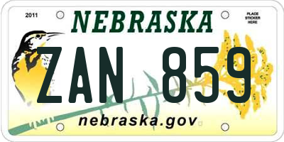 NE license plate ZAN859