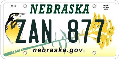 NE license plate ZAN877