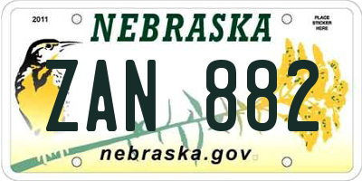 NE license plate ZAN882