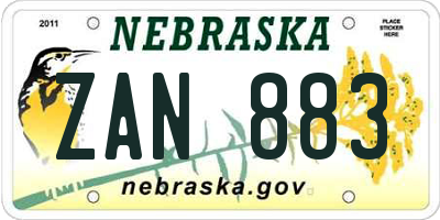 NE license plate ZAN883