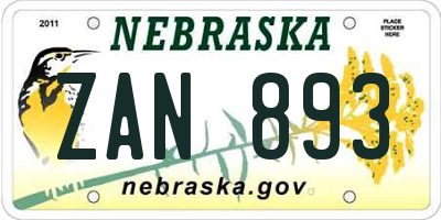 NE license plate ZAN893