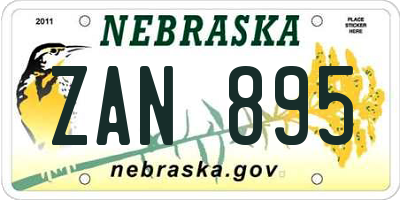 NE license plate ZAN895