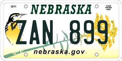 NE license plate ZAN899
