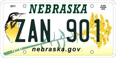 NE license plate ZAN901