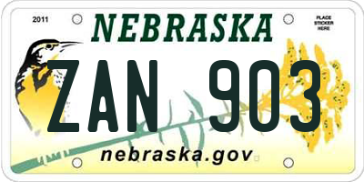 NE license plate ZAN903