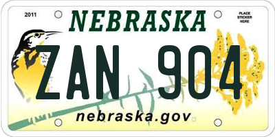 NE license plate ZAN904