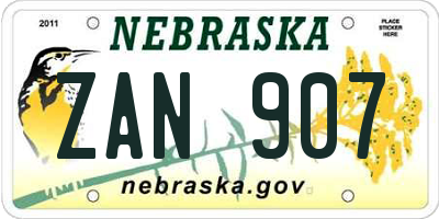 NE license plate ZAN907