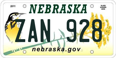 NE license plate ZAN928