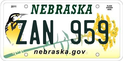 NE license plate ZAN959