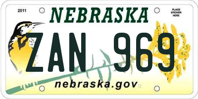 NE license plate ZAN969
