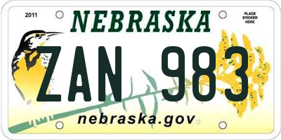 NE license plate ZAN983
