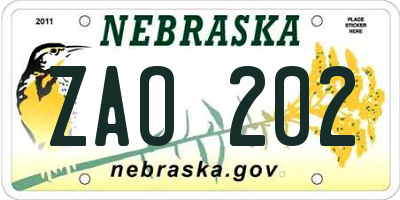 NE license plate ZAO202