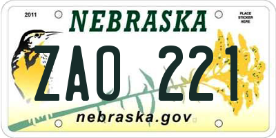 NE license plate ZAO221