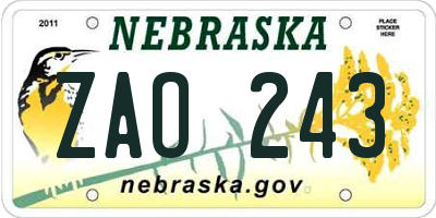 NE license plate ZAO243