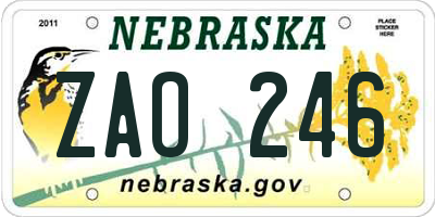 NE license plate ZAO246
