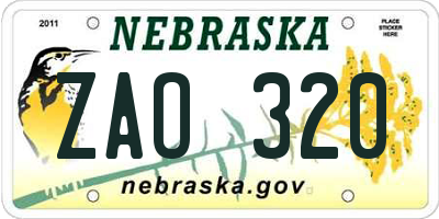 NE license plate ZAO320