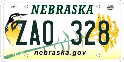 NE license plate ZAO328