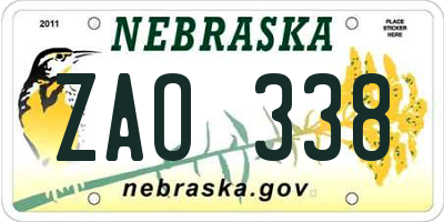 NE license plate ZAO338